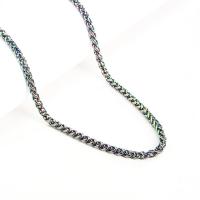 Collar de la joyería de titanio, Partículas de acero, chapado, unisexo, multicolor, 620*36mm, Vendido por Sarta