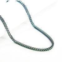 Collar de la joyería de titanio, Partículas de acero, chapado, unisexo, multicolor, 610*4mm, Vendido por Sarta