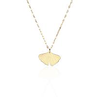 Titanium Steel Jewelry Necklace, Ginkgo Leaf, plated, fashion jewelry & for woman, golden, 400+50*10*18mm 