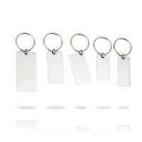 Stainless Steel Key Clasp, Rectangle, plated silver color 