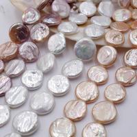 Pièce de culture des perles d'eau douce, perle d'eau douce cultivée, Plat rond, naturel, DIY, plus de couleurs à choisir, 17-18mm, Environ Vendu par brin