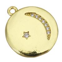 Cubic Zirconia Micro Pave Brass Pendant, Round, plated, fashion jewelry & DIY & for woman & with cubic zirconia, gold Approx 1.5mm 