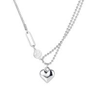 Titanium Steel Jewelry Necklace, with 2.56inch extender chain, Heart, plated, for woman, original color, 13mm .5 Inch 