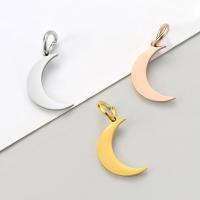 Stainless Steel Pendants, Moon, plated, polished 