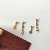 Asymmetric Earrings, Zinc Alloy, gold color plated, for woman & enamel 