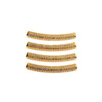 Brass Curved Tube Beads, plated, micro pave cubic zirconia 32mm Approx 4mm 