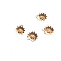 Brass Flower Pendants, gold color plated 