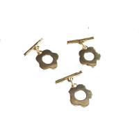 Brass Toggle Clasp, Flower, gold-filled, 12mm 