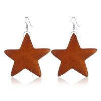 Wood Earring, with Zinc Alloy, for woman nickel, lead & cadmium free 