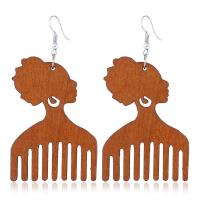 Wood Earring, with Zinc Alloy, Comb, for woman nickel, lead & cadmium free 