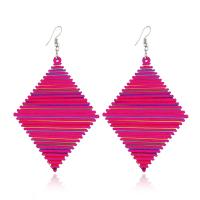 Wood Earring, with Zinc Alloy, for woman, pink, nickel, lead & cadmium free 