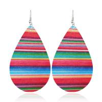 Wood Earring, with Zinc Alloy, for woman, multi-colored, nickel, lead & cadmium free 