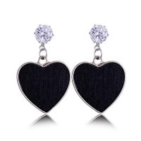 Wood Earring, with Zinc Alloy, micro pave cubic zirconia & for woman nickel, lead & cadmium free 