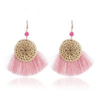 Rattan Earring, Zinc Alloy, with Rattan, for woman nickel, lead & cadmium free 