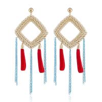 Rattan Earring, Zinc Alloy, with Rattan, for woman, multi-colored, nickel, lead & cadmium free 