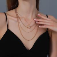Multi слой ожерелье, цинковый сплав, ювелирные изделия моды & многослойный, Золотой, продается Strand