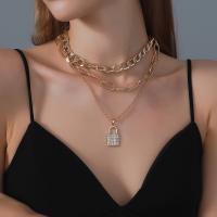 Multi слой ожерелье, цинковый сплав, ювелирные изделия моды & многослойный, Золотой, продается Strand