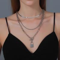 Multi слой ожерелье, цинковый сплав, ювелирные изделия моды & многослойный, серебряный, продается Strand