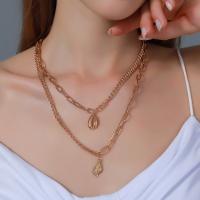 Fashion Multi Layer Necklace, Zinc Alloy, Double Layer & fashion jewelry, golden 
