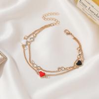 Zinc Alloy Anklet, Double Layer & fashion jewelry, golden 
