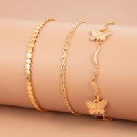 Zinc Alloy Anklet, three pieces & fashion jewelry, golden 