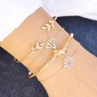 Fashion Zinc Alloy Bracelets, 4 pieces & fashion jewelry, golden 