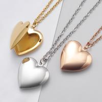 Fashion Locket Necklace, Stainless Steel, Heart, plated, cross chain & for woman 2mm .72 Inch 