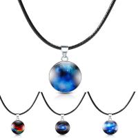 Time Gem Jewelry Necklace, Zinc Alloy, with leather cord & Crystal, plated, fashion jewelry 