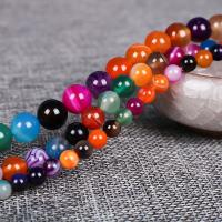 Natürliche Streifen Achat Perlen, rund, poliert, verschiedene Größen vorhanden, farbenfroh, Länge:ca. 15.7 ZollInch, verkauft von Strang