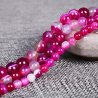 Natürliche Streifen Achat Perlen, rund, poliert, verschiedene Größen vorhanden, Länge:ca. 15.7 ZollInch, verkauft von Strang