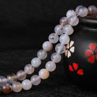 Perles en pierre d'agate mousse naturelle, Rond, poli, normes différentes pour le choix, blanc et noir Environ 1.7 pouce, Vendu par brin