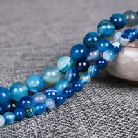 Natürliche Streifen Achat Perlen, rund, poliert, verschiedene Größen vorhanden, himmelblau, Länge:ca. 15.7 ZollInch, verkauft von Strang