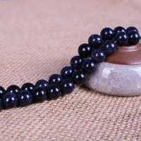 Blue Goldstone Beads, Blue Sandstone, Round, polished dark blue Approx 15.4 Inch 