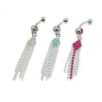 Stainless Steel Belly Ring, Zinc Alloy, with 316L Stainless Steel, plated, with rhinestone 5mm,1.6*16mm 
