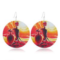 Wood Earring, with Zinc Alloy, for woman, multi-colored 