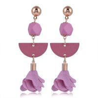 Fashion Create Jewelry Earring, Wood, with Cloth & Zinc Alloy, for woman 