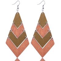 Wood Earring, with Zinc Alloy, for woman 