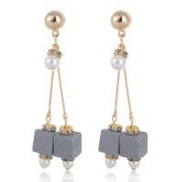 Wood Earring, Zinc Alloy, with Wood & Plastic Pearl, for woman & with rhinestone 