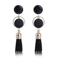 Fashion Tassel Earring, Zinc Alloy, with Wood, for woman 