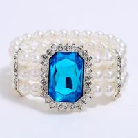 Bracelets perles en strass, alliage de zinc, avec strass & perle de plastique, pour femme, plus de couleurs à choisir, 36mm .29 pouce, Vendu par brin