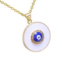 Collier Evil Eye bijoux, laiton, avec zircon cubique, Rond, Placage, bijoux de mode & unisexe, bleu, 500*30*22*3.8mm, Vendu par brin