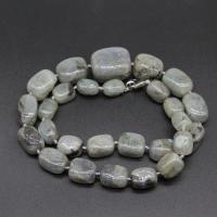 Gemstone Necklaces, Labradorite, irregular, polished, fashion jewelry & for woman, green, 18*25mm 