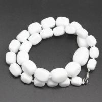 Agate Necklace, White Agate, irregular, polished, fashion jewelry & for woman, white, 18*25-10*14mm 