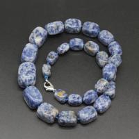 Gemstone Necklaces, Blue Speckle Stone, irregular, polished, fashion jewelry & for woman, blue, 18*25-10*14mm 