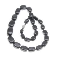 Gemstone Necklaces, Black Stone, irregular, polished, fashion jewelry & for woman, black, 18*25-10*14mm 
