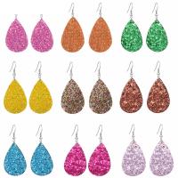 PU Leather Drop Earring, fashion jewelry & for woman 76mm 