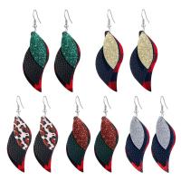 Zinc Alloy Drop Earring, with Synthetic Leather, plated, fashion jewelry & for woman 