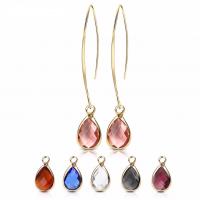 Brass Drop Earring, with Crystal, plated, fashion jewelry & for woman 