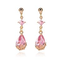 Crystal Drop Earring, Brass, with Crystal, plated, fashion jewelry & for woman 