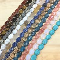 Mixed Gemstone Beads, Natural Stone, Flat Oval, polished Approx 1.5mm Approx 15.7 Inch, Approx 